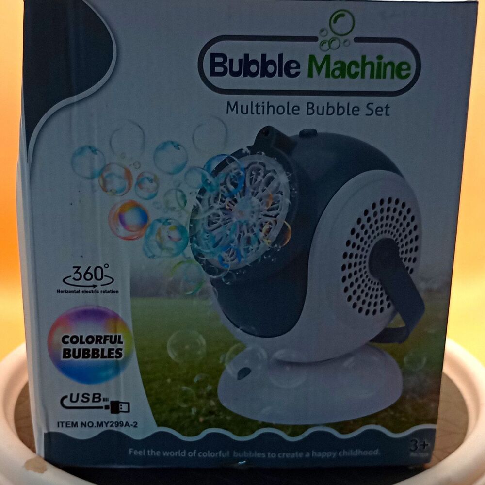 Multihole Bubble Machine 360° Rotation USB Rechargeable Ages 3+ MY299A-2